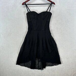 BCBGMAXAZRIA Dress Womens 6 Black April Corset Bustier Bodice Silk Mini Date